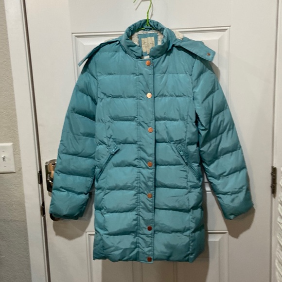 girls long puffer coat with fur hood